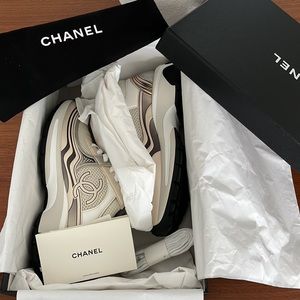 Chanel Trainers Ivory, White, Rose Gold
